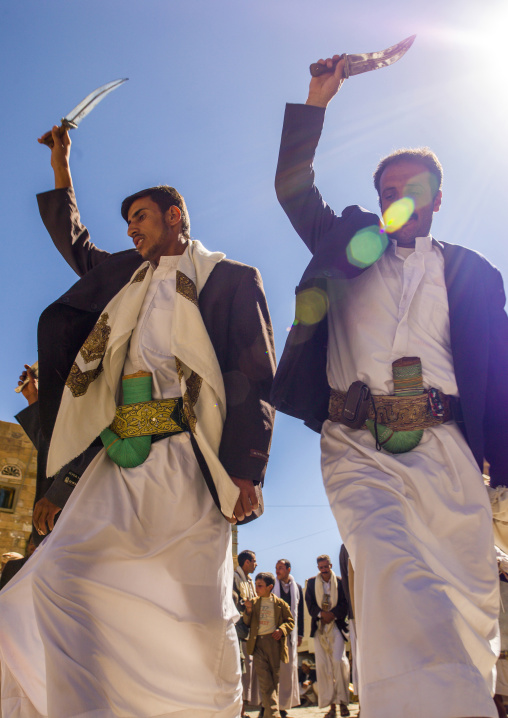 Wedding dancers with jambiyas, Amran Governorate, Thula, Yemen