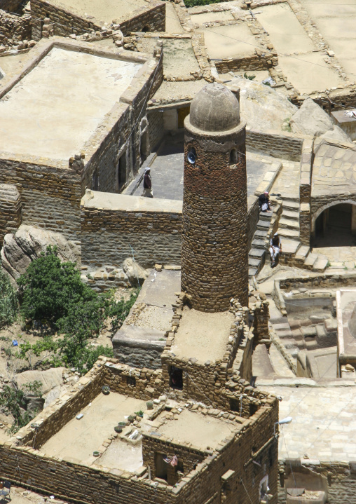 Mosque minaret made of stones, Amran Governorate, Hababah, Yemen