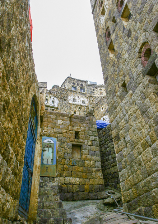 Tower houses built from local sandstone and basalt, Haraz Mountains, Al Hajjarah, Yemen