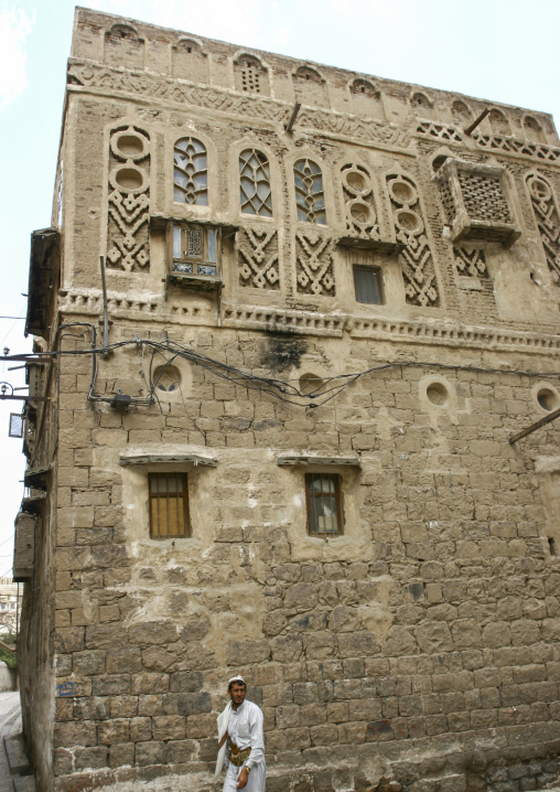 Traditional houses in the old city featuring ornamental facades, Amanat Al-Asemah, Sanaa, Yemen