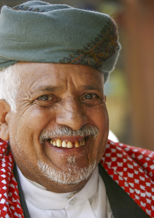 Portrait of a smiling yemeni man, Amanat Al-Asemah, Sanaa, Yemen