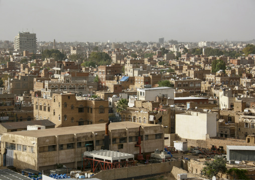 Traditional houses in the old city featuring ornamental facades, Amanat Al-Asemah, Sanaa, Yemen
