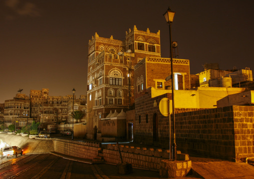 Traditional houses in the old city featuring ornamental facades, Amanat Al-Asemah, Sanaa, Yemen