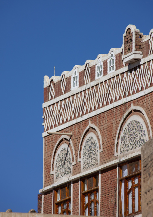 Traditional houses in the old city featuring ornamental facades, Amanat Al-Asemah, Sanaa, Yemen