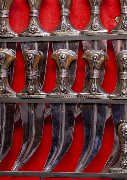 Jambiyas for sale in a shop, Amanat Al-Asemah, Sanaa, Yemen