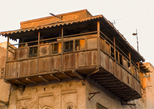 Old house with wooden balcony, Al Hudaydah Governorate, Hodeidah, Yemen