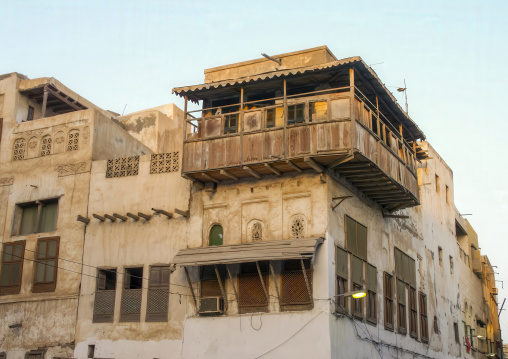 Old house with wooden balcony, Al Hudaydah Governorate, Hodeidah, Yemen