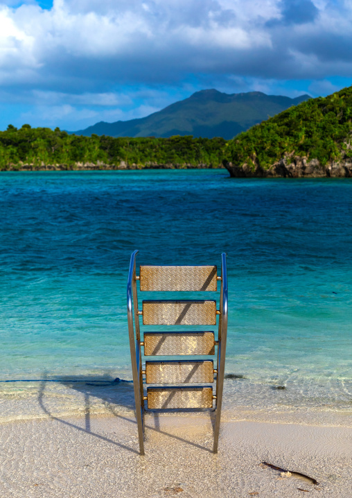 Boat ladder on the beach of Kabira bay, Yaeyama Islands, Ishigaki-jima, Japan