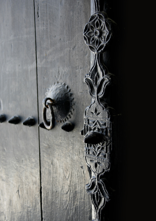 Old Wooden Door With Arabesque Decoration, Muscat, Oman
